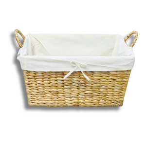 Cesta de Almacenamiento Artesanal de Jacinto de Agua con Marco Metálico y Forro Extraíble - Product Image 1