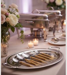 Modern Flatware Set With Beaded <b>Gold</b> Handles <b>Mirror</b> Polish Cutlery For Wedding Dining <b>Table</b> Use And Home Kitchen Use - Product Image 5