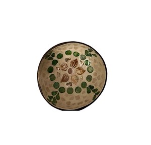 Bol en noix de coco bleu floral en nacre, fait main, avec incrustation artistique de coquillages, pour la cuisine - Product Image 2