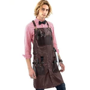 Delantal de Barbero Negro con Correas de Cuero Ajustables, Delantal sin Mangas para Soldadura, Delantal Reutilizable de Algodón para Cocina y Barista - Product Image 5