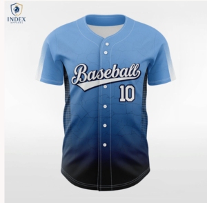 Index Apparel <b>Baseball</b> Jersey Men's Short Sleeve Sublimated Moisture Wicking Team Uniform Blue Gradient 10 - Product Image 1