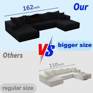 Hiện Đại Quá Khổ 162 "L-Hình Cắt Sofa Đặt 6 Gối Giường Ghế Cho Phòng Ngủ Phòng Khách Kết Hợp Miễn Phí Bọc - Product Image 2