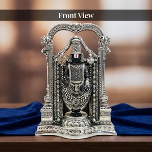 Statue de Balaji en argent plaqué de 8 pouces, divin Seigneur Venkateswara, pour la salle de prière Mandir - Product Image 3