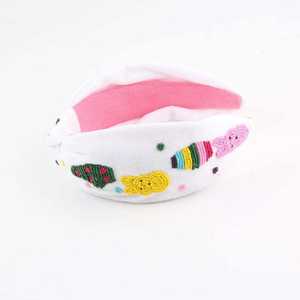 Diadema de Conejito Multicolor de Pascua con Cuentas para Mujeres y Niñas, Diadema Acolchada Hecha a Mano con Cristales y Perlas - Product Image 2