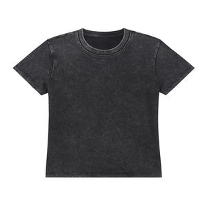 T-shirt pour femme en coton 100% de qualité supérieure, 230 g/m², effet délavé à l'acide, col ras du cou, coupe ample, épaules tombantes, style vintage. - Product Image 5