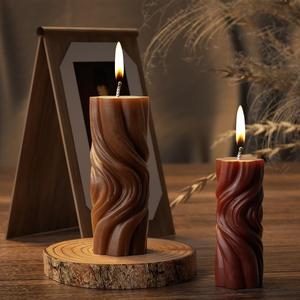 Water Wave Hailang Pattern Cylindrical Irregular Aromatherapy Candle Gypsum <b>Resin</b> Candle Silicone Mold - Product Image 2