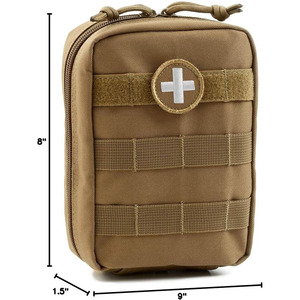 Premium Waterproof Striped Tactical Leather Medical Pouch with Zipper Closure and Polyester Lining Emergency First Aid Bag - Product Image 2