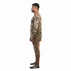 Ensemble de sous-vêtements thermiques en laine mérinos - Couche de base chaude pour la chasse, motif camouflage, polyester recyclé, fabricant OEM - Product Image 3