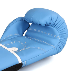 Gants de boxe unisexes respirants en PU blanc avec sangles de poignet à boucles et crochets noires pour les 14 ans et plus - Product Image 6