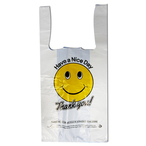 Bolsa de plástico LDPE/HDPE reciclable a precio al por mayor, bolsa de plástico para camisetas, con asa enrollable, para compras, comida para llevar, bolsas hechas en Vietnam - Product Image 1