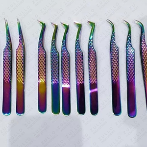 Set of 5 Curved Stainless Steel Eyelash Extension Tweezers Custom Color & Logo Volume Lash <b>Tools</b> Professional Set - Product Image 3