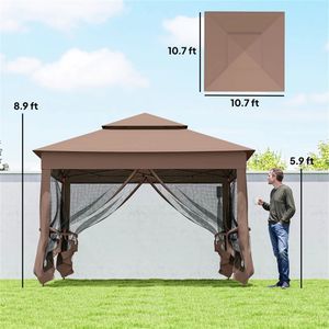 Toldo y Pabellón para Terraza Exterior Marrón, Elegante Toldo de Jardín, Gazebo y Pérgola - Product Image 6