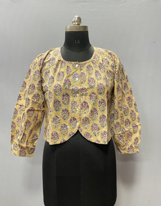 Women's Hand Block Printed Cotton Maxi top Comfortable Breathable Eco-friendly Elegant Designs Bohemian Japan Floral for Girls - Product Image 1