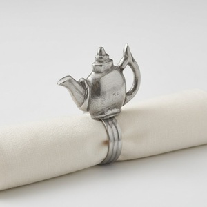 Vintage Pewter <b>Teapot</b> Napkin Ring Metal Napkin Holder Buckle For High Tea Party Wedding Table Decoration Restaurant <b>Catering</b> - Product Image 1