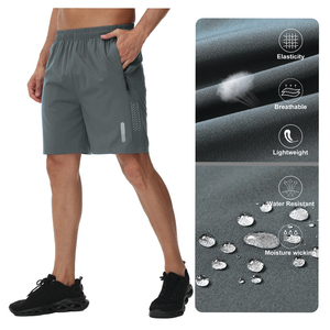 Custom Logo Men's Athletic Gym Shorts Mid Waist <b>Elastic</b> Breathable Windproof Eco-Friendly Canvas Fabric Solid Pattern - Product Image 3