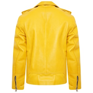 เสื้อแจ็คเก็ตมอเตอร์ไซค์สำหรับผู้ชาย 5KINGZ SPORTS สีเหลือง หนังแกะ กันลม คอจีน ผ้าแคนวาสสำหรับฤดูหนาว บริการ OEM - Product Image 2