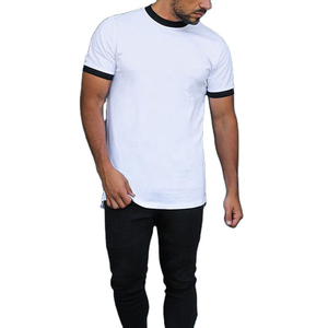 T-shirt blanc en coton à manches courtes pour homme, coupe classique, col rond, décontracté, logo tricoté sur le devant, 180g, couleur unie, design épuré, écologique - Product Image 2