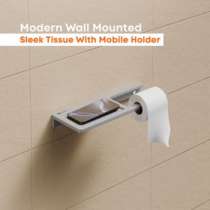 Distributeur de mouchoirs mural et support pour appareils mobiles, design contemporain pour les espaces de travail modernes et les salles de bain de luxe - Product Image 2