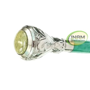 Bâton de marche en bois fait à la main de qualité Vintage avec poignée en laiton/cannes de marche en bois avec poignée en laiton argenté - Product Image 1