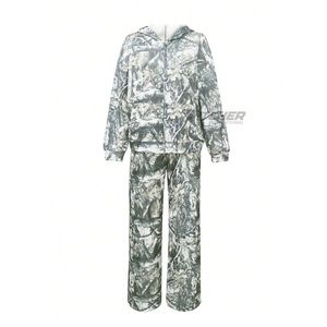 Ensemble de survêtement personnalisé pour femme à capuche, imprimé délavé à l'acide, 100 % coton, coupe classique, prix usine - Product Image 1