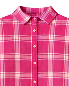 Vestido Camisero a Cuadros Rosa Personalizado para Mujer, Manga Larga, Cierre de Botones, Midi, Casual, Holgado, de Algodón Tejido, con Bolsillos Delanteros, para Uso Diario - Product Image 3