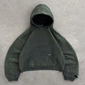 Sweat-shirt Streetwear Vintage à effet délavé, personnalisable, coupe oversize, molleton épais, coupe carrée, pour homme, effet délavé à l'acide, hoodie vieilli - Product Image 1