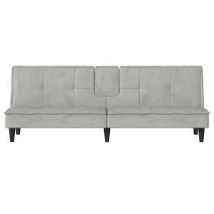 Sofá Cama de Terciopelo Gris Claro 100% Poliéster, Tamaño Grande, Construcción de Madera Contrachapada y Plástico - Product Image 5