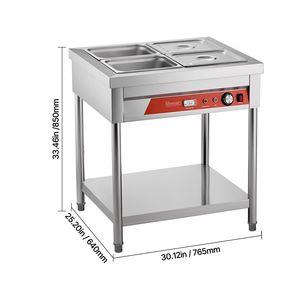 Calentador de Alimentos Comercial Profesional de 4 Compartimentos, 1500W, Mesa de Vapor Eléctrica, Equipo de Mantenimiento de Temperatura para Buffet y Catering, 4 X - Product Image 6