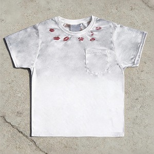 Camiseta de hombre con bolsillo desgastado, lavado vintage, estampado Kiss, estilo oversize, streetwear, OEM, personalizada, de algodón. - Product Image 3