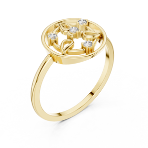 Anillo Minimalista en Forma de Flor de Oro Amarillo Sólido de 10k, 14k, 18k con Diamantes Cultivados en Laboratorio de Corte Redondo, Anillo de Boda Clásico, Regalo para Ella - Product Image 3