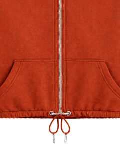 Sudadera corta de forro polar rosa coral con cremallera completa para mujer, cuello polo, bolsillos delanteros, dobladillo con cordón ajustable, estilo casual y cálido para la calle - Product Image 4