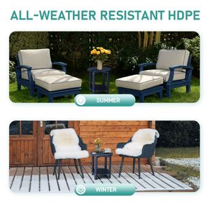Navy Blue 2-Tier HDPE Adirondack <b>Side</b> <b>Table</b> Weather Resistant <b>Small</b> Outdoor Patio End <b>Table</b> - Product Image 3