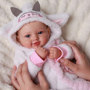 Poupée Reborn Bébé Souriant Lyle de 17 Pouces, Nouveau-né Unisexe, Corps en Tissu, Poupée Bébé <span class=keywords><strong>Chauve</strong></span> Réaliste - Product Image 2