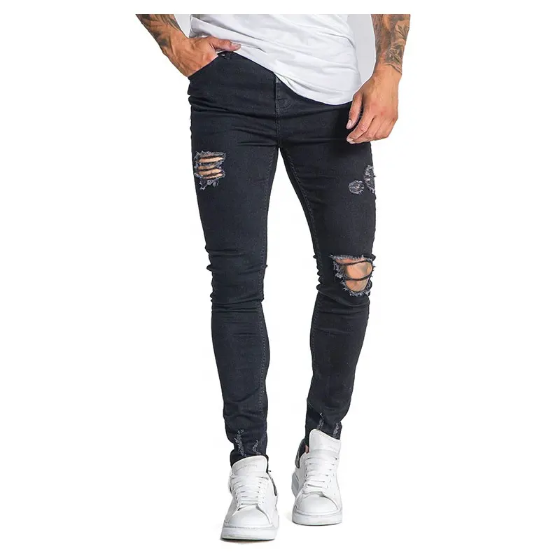 Customized High Quality Men Denim Jeans Pant Ribbed Scratched Distressed Washed Regular Fit By Lavish Apparel