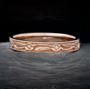 Anillo Magnético de Cobre Unisex, Anillo Terapéutico para Dedos, Diseño Floral con Hojas de Rosa y Borde de Cuentas, Alivio del Dolor Articular, Biomagnético - Product Image 1