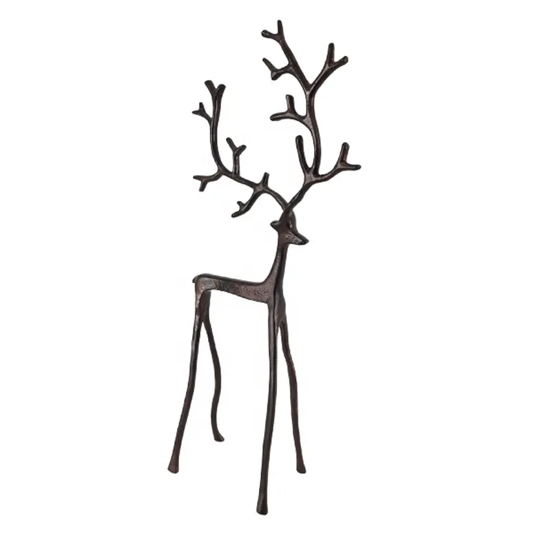Decorazione domestica alluminio decorativo Design unico scultura di renna marrone finitura placcata bronzo