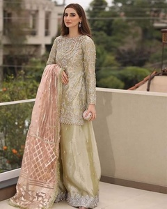 2022 indio pakistaní última seda cruda trabajo hecho a mano pesado Salwar Kameez traje gasa ocasión especial ropa de fiesta vestido de Venta caliente - Product Image 5