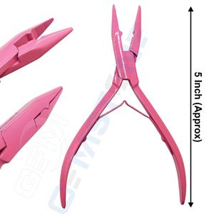 Professional <b>Pink</b> <b>Hair</b> Extension Installation Tool Kit with Micro Bead Pliers, Loop Hook, Section <b>Clips</b> & Threads Tools set - Product Image 3