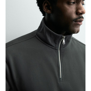 Heavyweight Quarter Zip Sweatshirt Men Plain Black Pullover Custom OEM Streetwear Apparel Manufacturer USA Style - Product Image 5