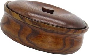 Cuencos de madera hechos a mano con tapas, diseño tradicional chino con vetas de madera natural para servir alimentos, cocina de madera premium. - Product Image 2