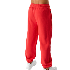 Pantalones Deportivos Unisex Rojos de Forro Polar, Mezcla de Algodón Grueso, Puños Elásticos, Pantalones Deportivos con Logotipo Personalizado OEM, Suministro al por Mayor - Product Image 4