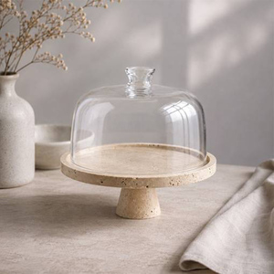 Leading Manufacturer & Exporter of Handmade Travertine <b>Marble</b> Luxury Stone <b>Cake</b> Display Platter <b>Stand</b> for Home Decorations - Product Image 1