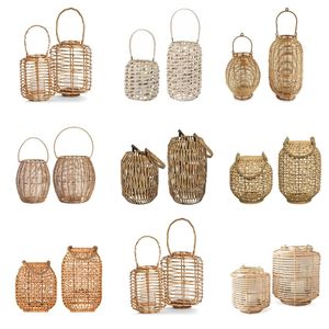Vietrustic Stylish Woven Lantern Light <b>Hurricane</b> <b>Candle</b> Holder Bamboo Rattan Lantern Hanging <b>Candle</b> Holders - Product Image 1
