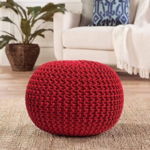 Puf Otomano Moderno para Exteriores, Diseño de Macramé, Cordón Trenzado 100% Algodón, Hecho a Mano, Cosido a Mano, para Sala de Estar - Product Image 2