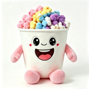Peluche personalizado de cubo de palomitas de maíz, Peluche de palomitas de maíz en tonos pastel, Peluche de cubo de palomitas de maíz, Peluche de palomitas de maíz, Peluche con forma de comida - Product Image 2