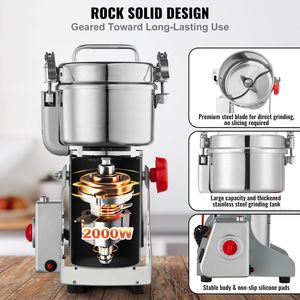 Macinatore Elettrico Commerciale da 750g, 2000W, Polverizzatore ad Alta Velocità per Spezie, Macchina per Polveri in Acciaio Inox con Velocità Rapida - Product Image 3