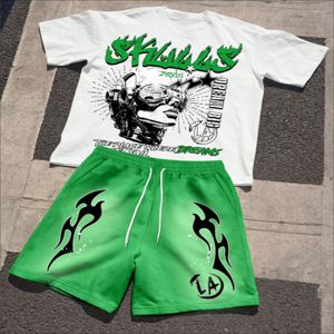 Ensemble deux pièces d'été personnalisé en gros pour hommes : T-shirt à manches courtes et short en coton, décontracté, grande taille, fournisseur OEM. - Product Image 1