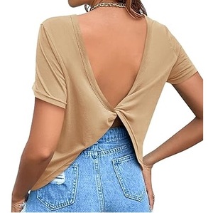 Clubwear Sexy Hot Women Hollow Backless Shirts Casual Outdoor Swim Beach Backless Shirts Cotton Made Breathable For Womens - Product Image 1
