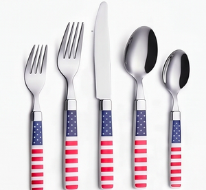 American Flag Design Stainless Steel Flatware Set Dishwasher Safe Party Cutlery With <b>Plastic</b> Handles High <b>Mirror</b> Polish For Home - Product Image 1