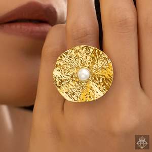 Bague en perle martelée anti-ternissement de taille réglable PRAO - Product Image 3